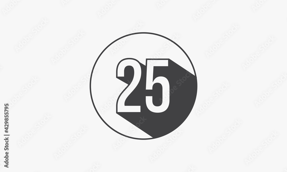25 number circle line design flat vector. 25 number circle line design flat vector.