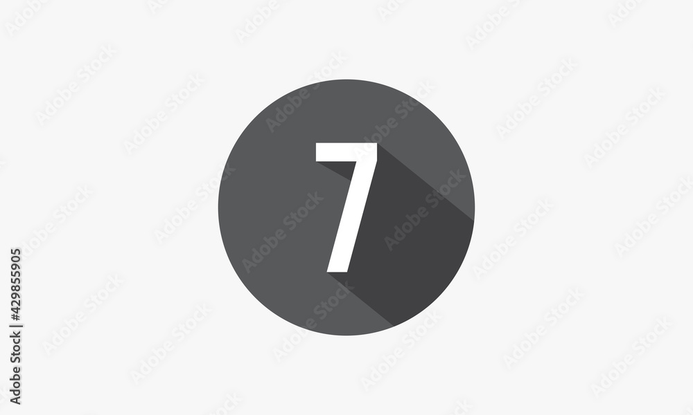 7 number with shadow isolated on white background. 7 number with shadow isolated on white background.