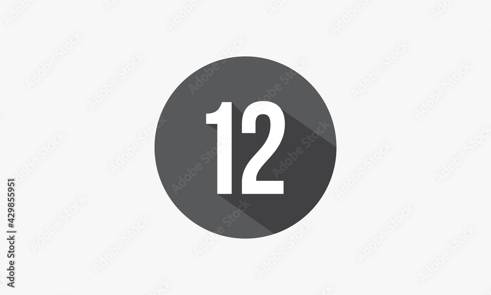 12 number with shadow isolated on white background. 12 number with shadow isolated on white background.