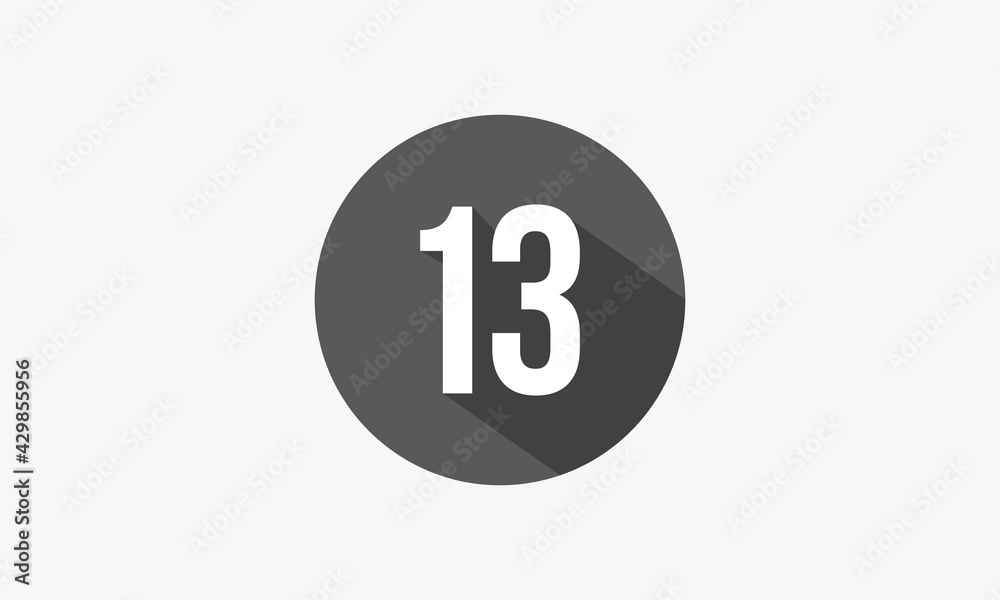 13 number with shadow isolated on white background. 13 number with shadow isolated on white background.