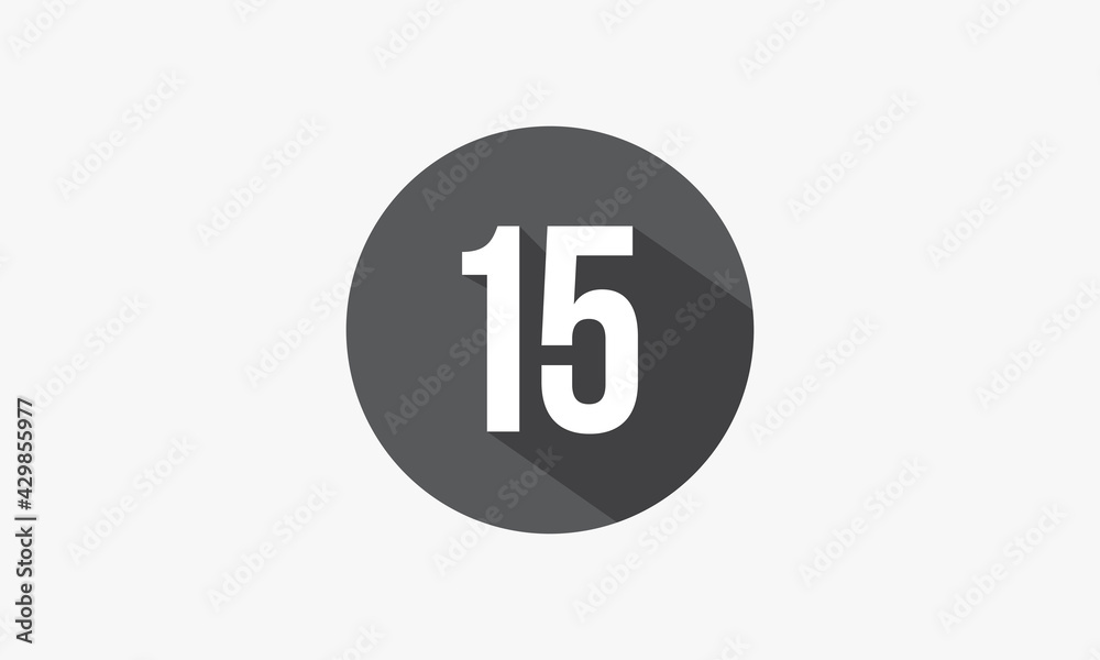 15 number with shadow isolated on white background. 15 number with shadow isolated on white background.