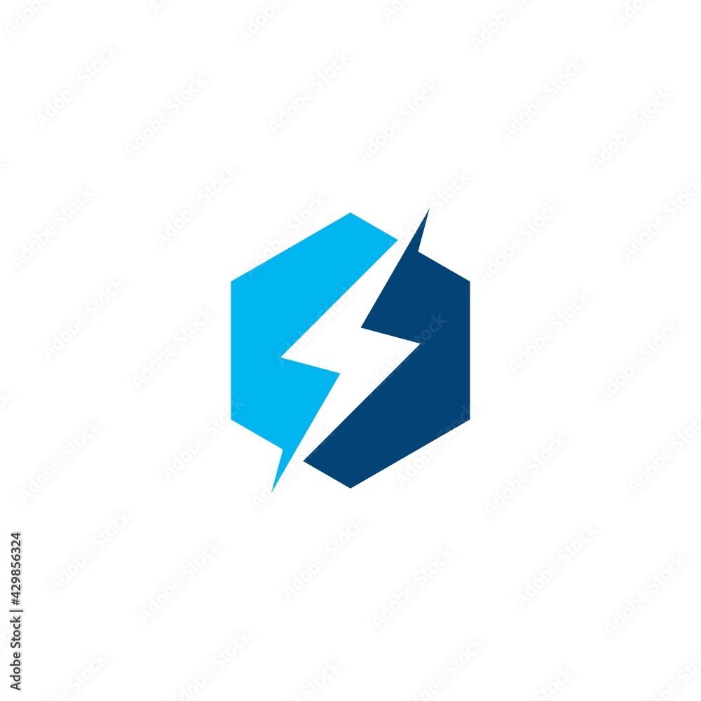 Electric hexagon combination logo design template Electric hexagon combination logo design template