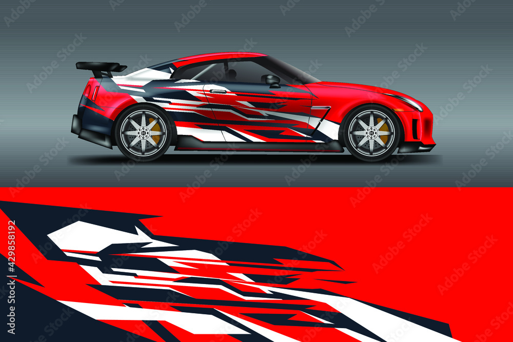 Car wrap design vector, truck and cargo van decal. Graphic abstract stripe racing background designs 