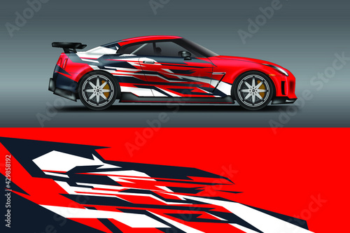 Car wrap design vector  truck and cargo van decal. Graphic abstract stripe racing background designs 