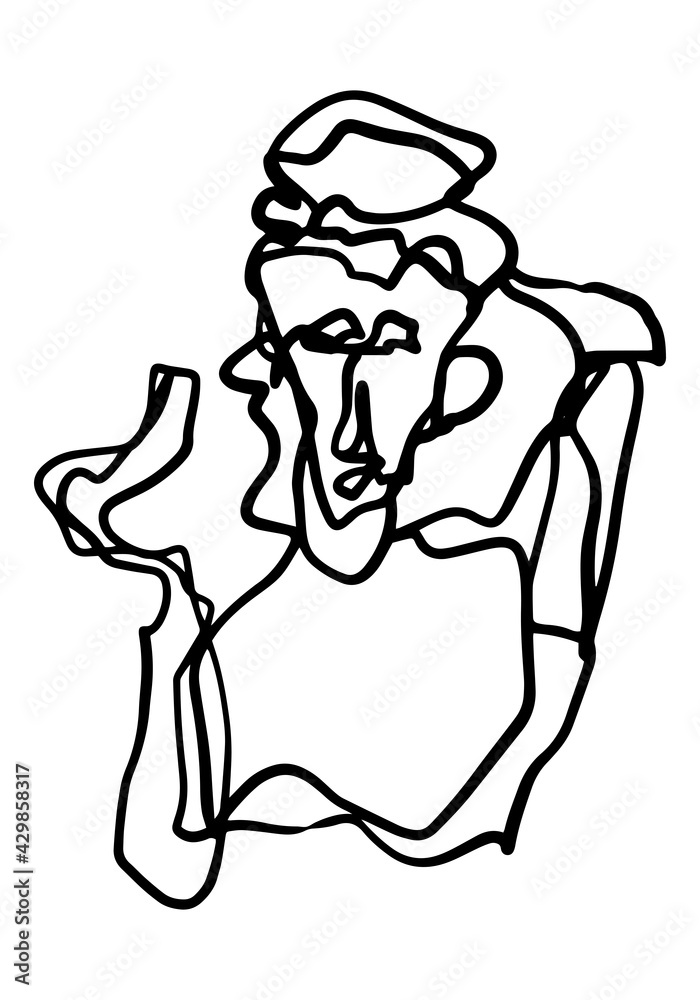 Contemporary abstract female face. Minimalistic elegant woman portrait. Hand drawn vector illustration. Continuous line drawing isolated on white. Modern style element for design, card, prints, decor. Contemporary abstract female face. Minimalistic elegant woman portrait. Hand drawn vector illustration. Continuous line drawing isolated on white. Modern style element for design, card, prints, decor.
