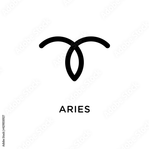 Hand drawn aries zodiac illustration. Simple line aries zodiac icon. Tattoo aries zodiac vector symbol. Hand drawing aries sign
