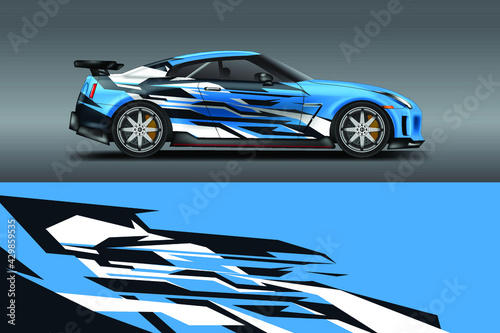 Car wrap design vector  truck and cargo van decal. Graphic abstract stripe racing background designs 