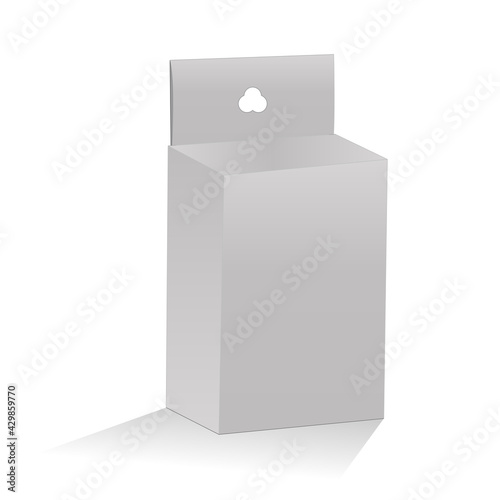 Hang tag Mobile charger box, tuck end box with holder dieline template and 3D vector render