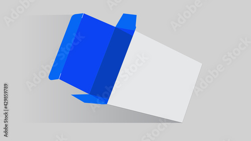 White and blue color Straight Tuck End box product box, resizeable box vector 3D render