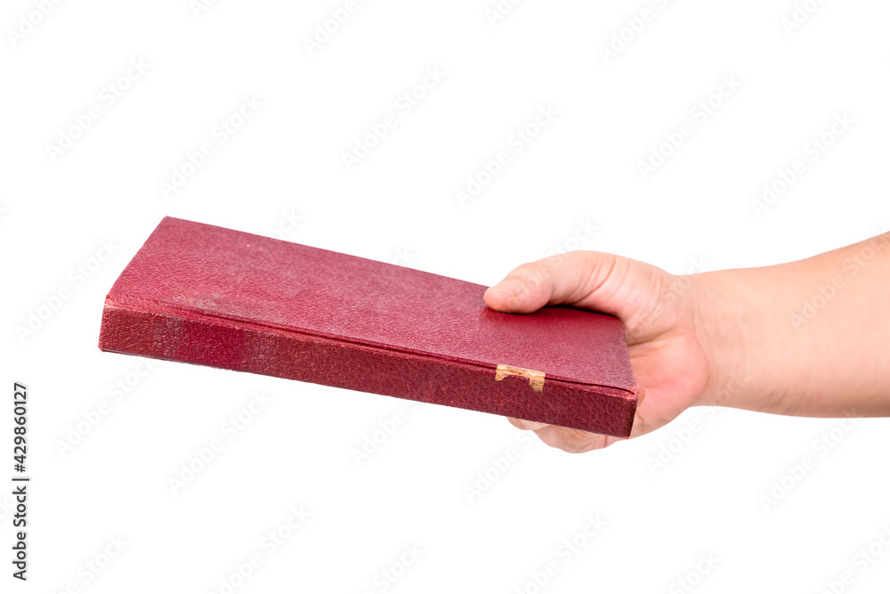 Hand Send the Old Book Isolated