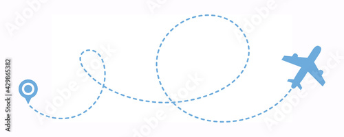 Plane moves along the path of movement. Infographic