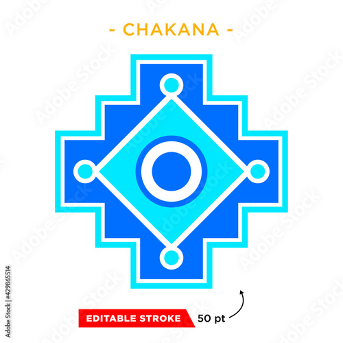 Inca Cross Chakana, Inti Raymi Ecuador, Peru emblematic symbol of an ancestral and cultural celebration of the Andean peoples for the winter solstice. Ethnic folk image. Tribe motif. Tribal. Pachamama photo