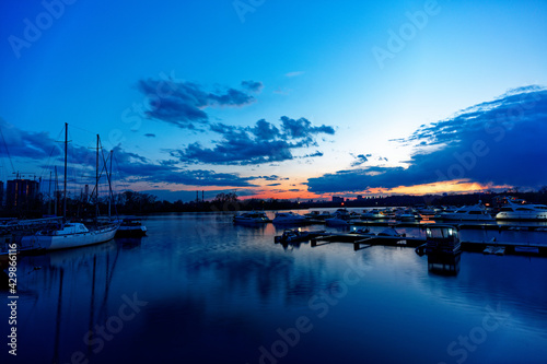 sunset over the harbor