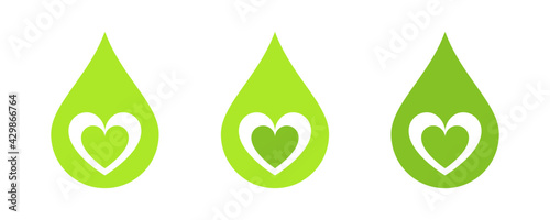 Green drop of blood with medicine icon. Icon set for web design and mobile applications