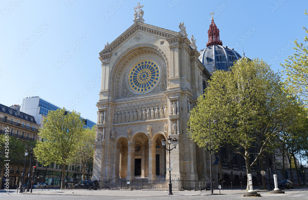 Church of St. Augustin , Paris. Built between 1860 and 1871, this church is located on the crossroads of Boulevard Haussmann and Boulevard Malesherbes.