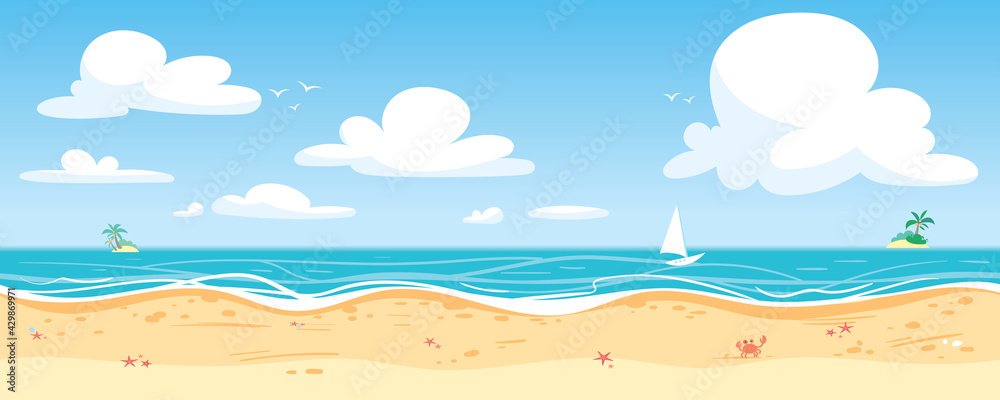 Seamless Sea Panorama. Vector illustration