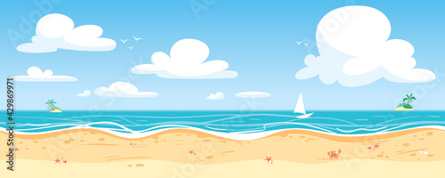 Seamless Sea Panorama. Vector illustration