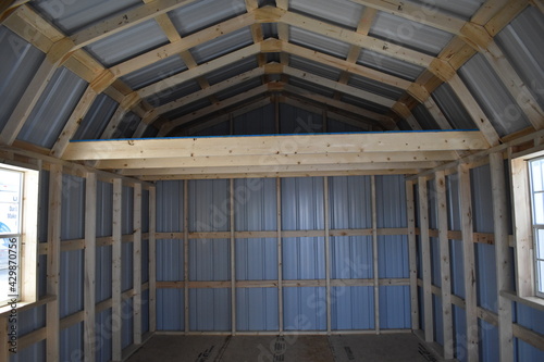 Interior of a New Metal Building with a Loft photo