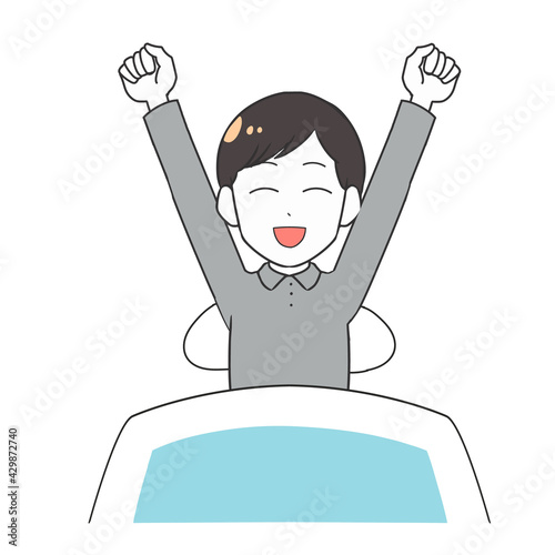 目が覚める　男性