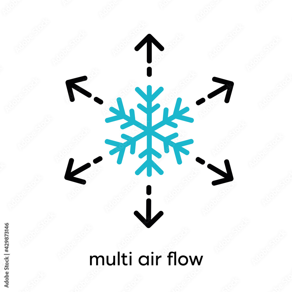 Multi air flow icon. This symbol is the symbol for the refrigerator and air conditioner. Colorful refrigerator and air conditioning button icon. Editable Stroke. Logo, web and app. Multi air flow icon. This symbol is the symbol for the refrigerator and air conditioner. Colorful refrigerator and air conditioning button icon. Editable Stroke. Logo, web and app.