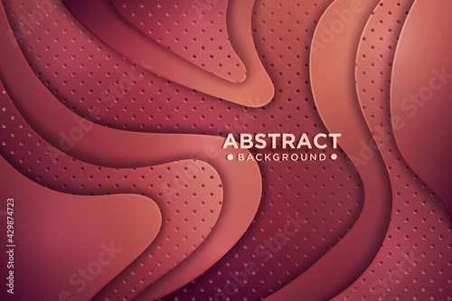 Brown paper cut background. Abstract realistic papercut decoration with wavy layers and golden glitters. 3d topography relief. Vector topographic illustration. Cover layout template.
