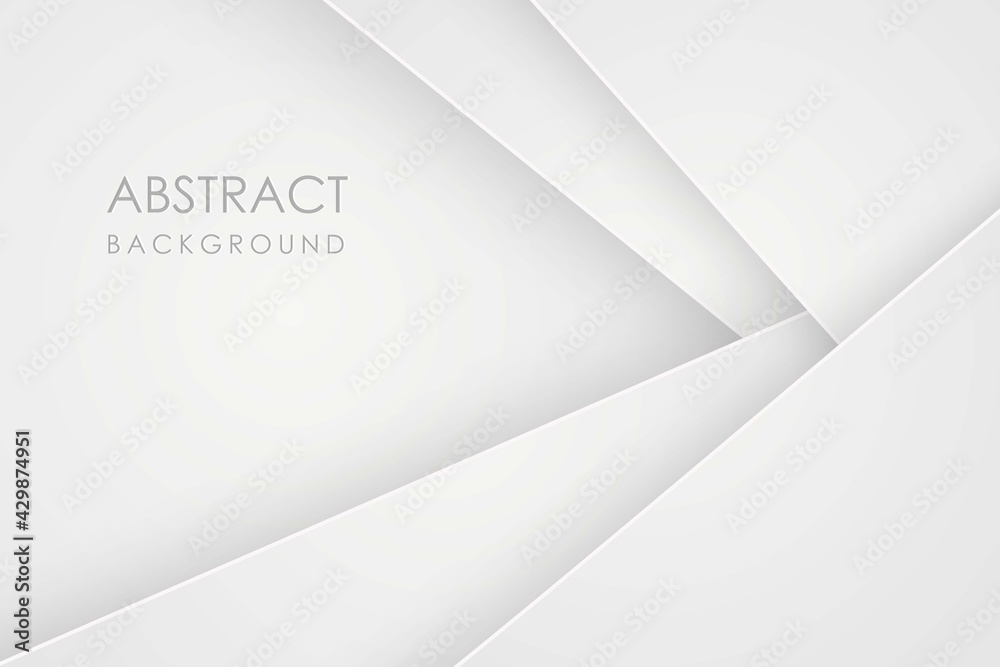 Obraz premium Abstract 3d background with white paper layers. Vector geometric illustration of overlap. Graphic design element. Minimal design. Decoration for business presentation