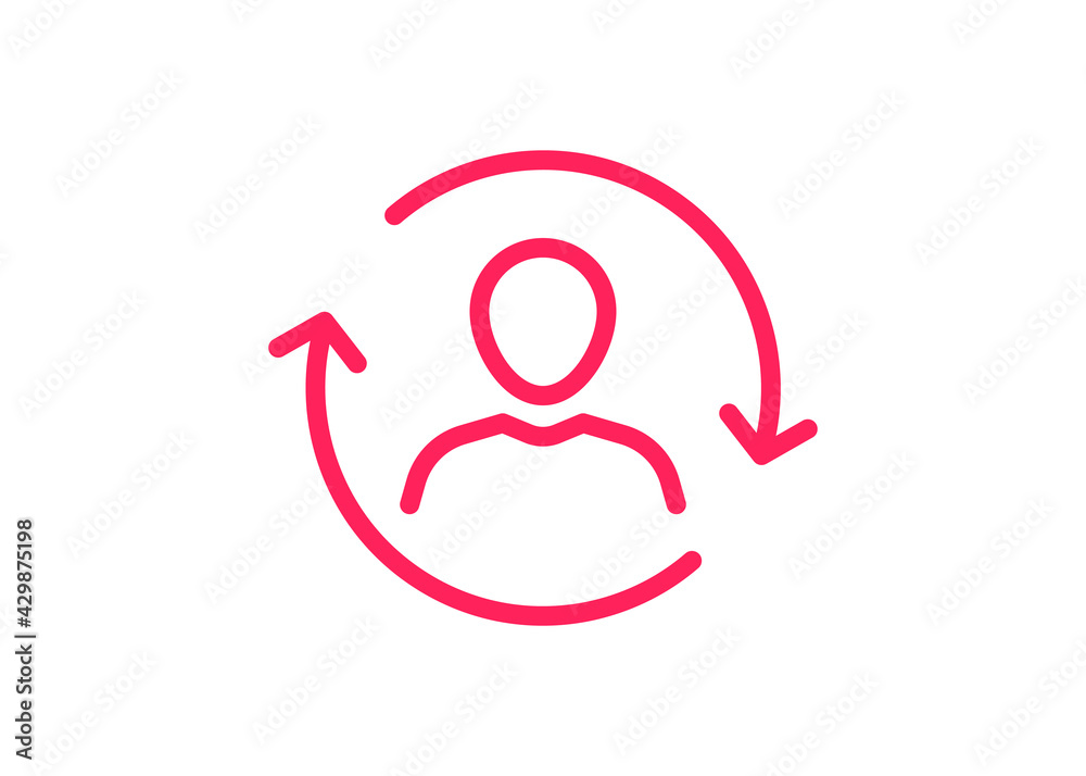 User offer vector icon. Human resources. Arrow. Circle. User offer vector icon. Human resources. Arrow. Circle.