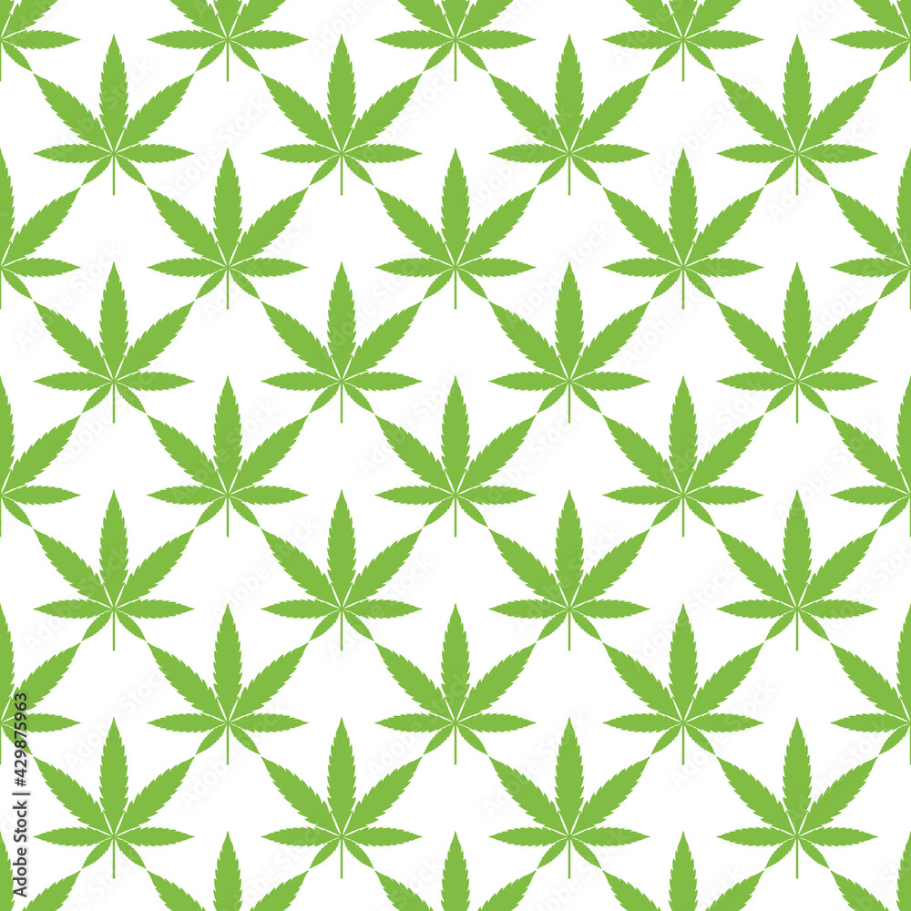 Marijuana Seamless Pattern - Green marijuana leaves repeating pattern design Marijuana Seamless Pattern - Green marijuana leaves repeating pattern design