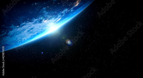 Planeta Ziemia widok z kosmosu pokazujący realistyczną powierzchnię ziemi i mapę świata, jak w kosmosie. Elementy tego obrazu dostarczone przez NASA planeta Ziemia ze zdjęć kosmicznych.