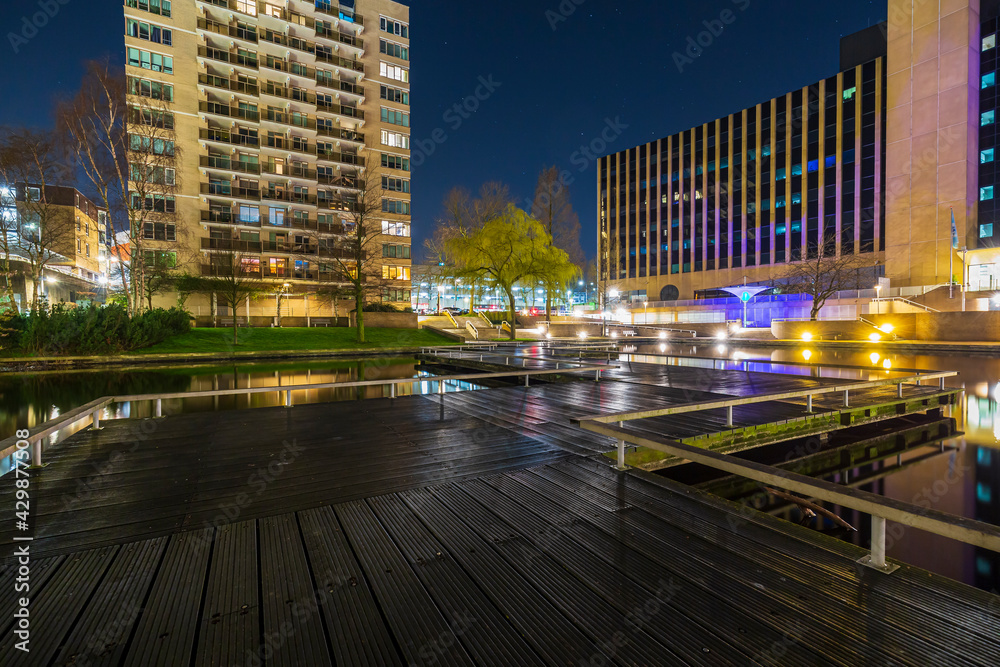 Fototapeta premium Zoetermeer, the Netherlands shopping district at night