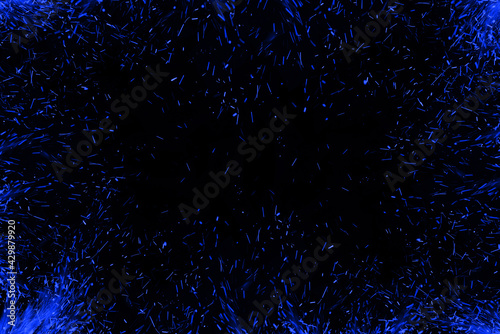 Many blue lights on a black background.
