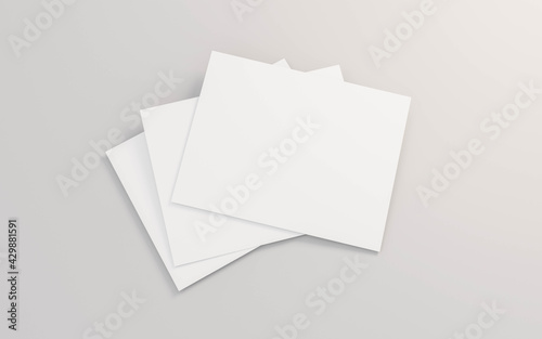 blank empty white paper business cards on white background 3d render illustration