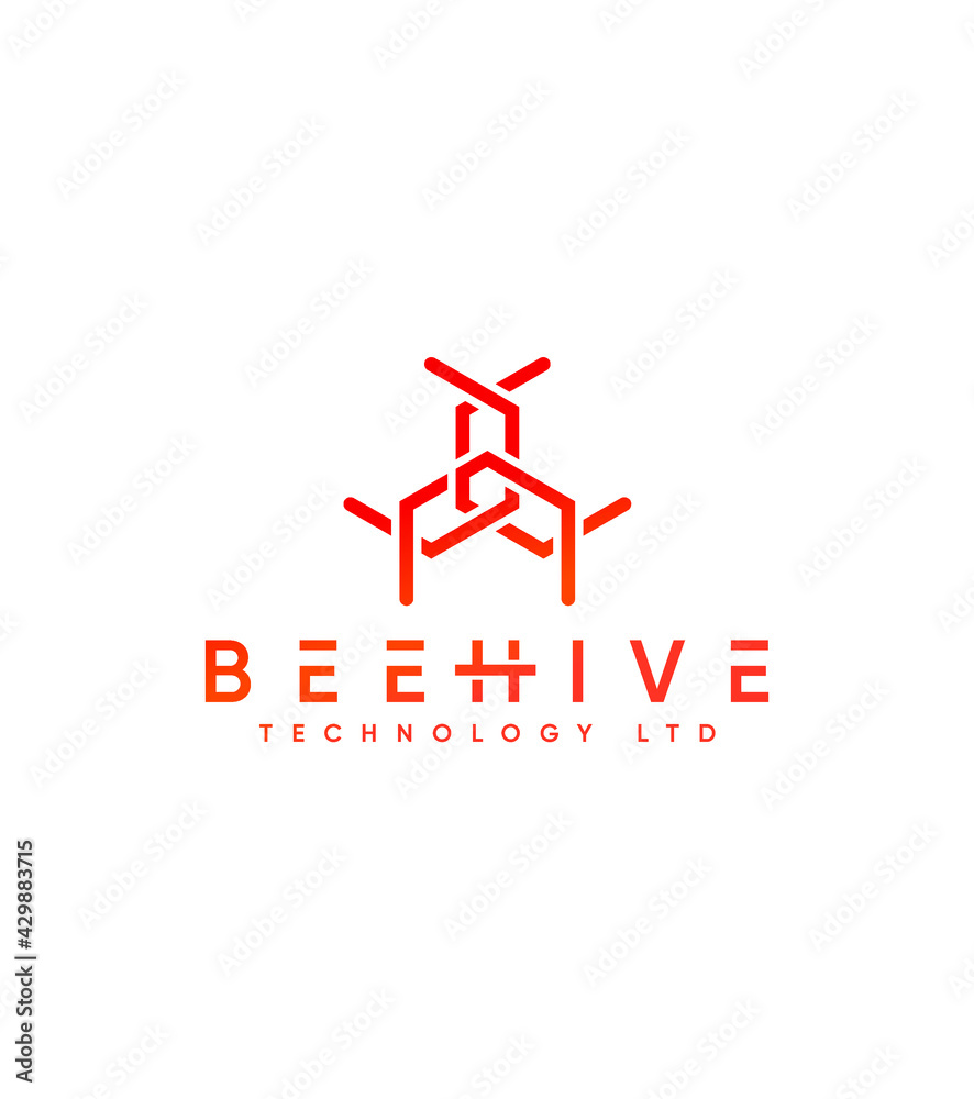 Bee Hive technology  logo template, Vector logo for business and company identity 