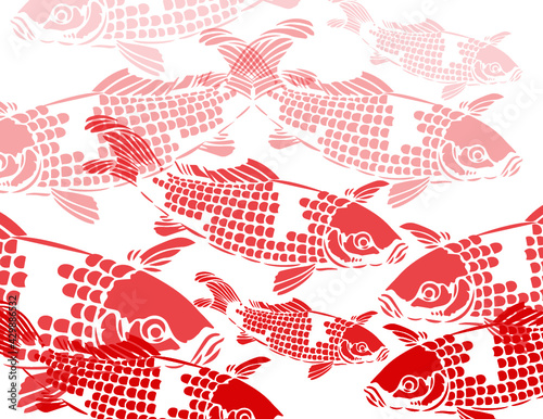 Koi Fish Illustration Vector, Red Koi Fish Swimming Graphic,  	
Red Koi Fish with Line Art Style Bundle, Koi Fish SVG, Gold Fish, Koi Fish, School of Fish, Pattern, Laser, Silhouette, Nishikigoi Carp