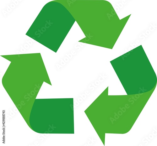 Vector illustration of recycling symbol in green color