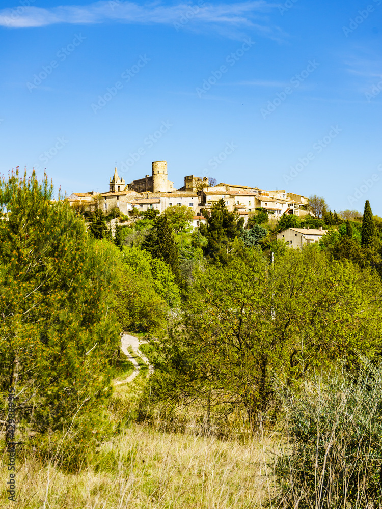 Old town on hill in France