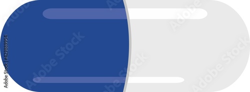 Vector emoticon illustration of a white and blue capsule pill