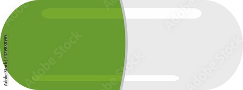 Vector emoticon illustration of a white and green capsule pill