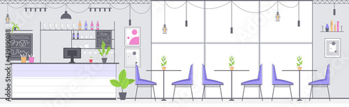 modern cafe interior empty no people restaurant horizontal