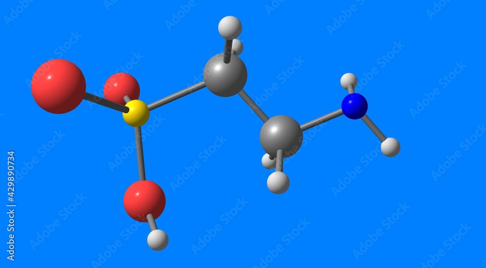 Obraz premium Taurine molecular structure isolated on blue