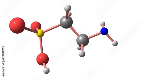 Taurine molecular structure isolated on white