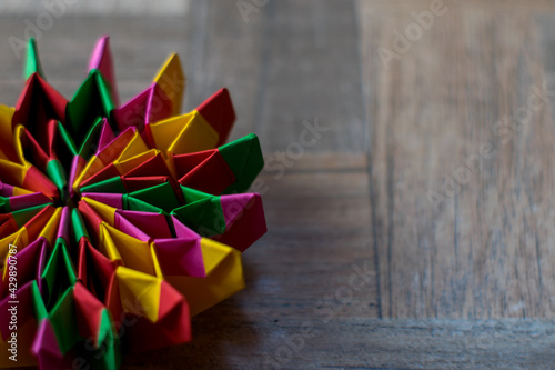 Fotografi colorful modular origami with kaleidoscope shape