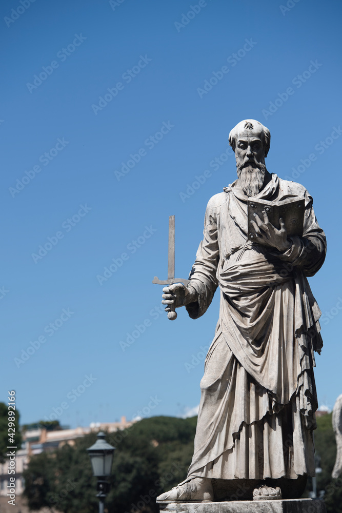 Naklejka premium View of city Rome from Castel Sant Angelo, Saint Peters Square in Vatican. High quality photo