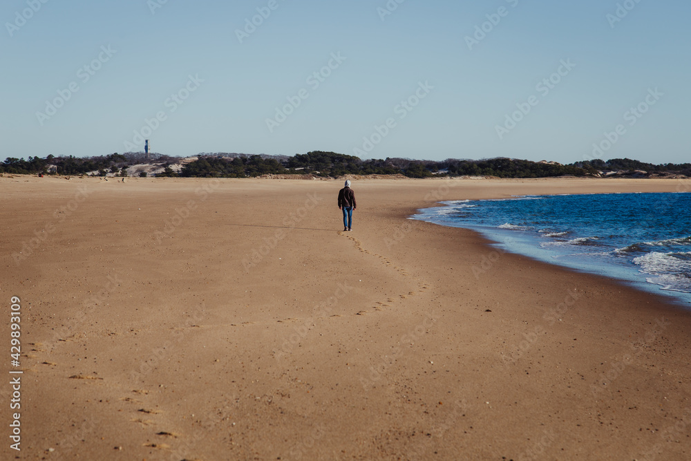 walking beach alone