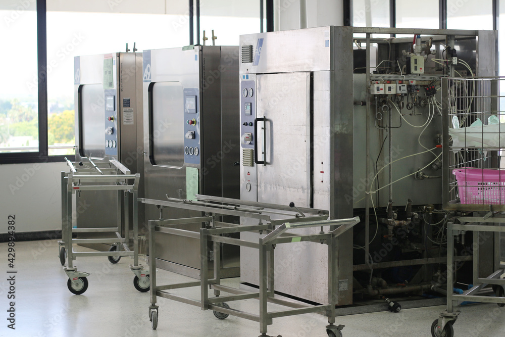 Medical device cleaning equipment in modern operating room Medical device cleaning equipment in modern operating room
