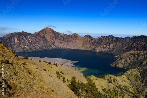 Crater Lake of Rinjani Volcano, Lombok, Indonesia
