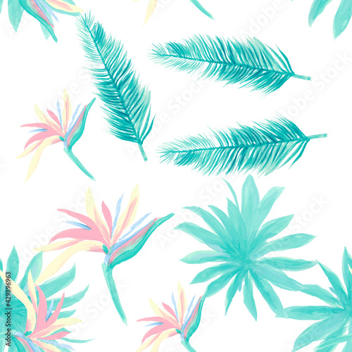 Cobalt Pattern Illustration. Navy Seamless Leaf. Blue Tropical Illustration. White Flower Botanical. Azure Floral Textile. Wallpaper Hibiscus. Decoration Textile.