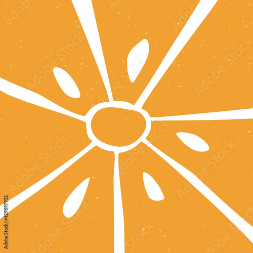 Juicy summer citrus print on transparent background. Colorful orange original design. Vector hand drawn illustration
