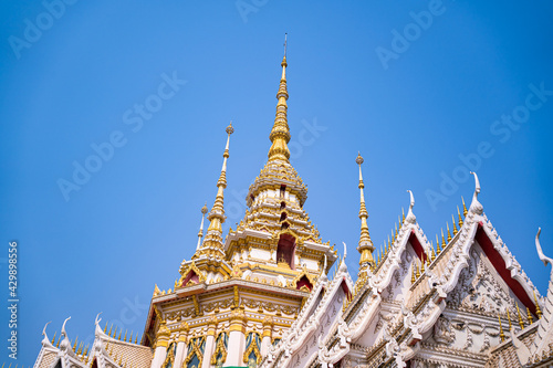 This is a temple of Thailand Roof of a temple in Thailand. Traditional Thai style pattern on the roof of a temple.
