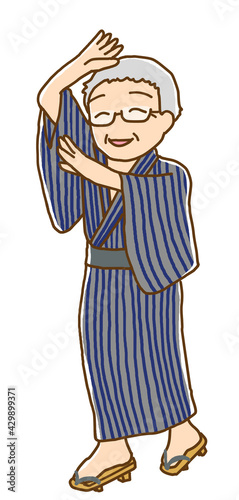 盆踊りをするおじいちゃん